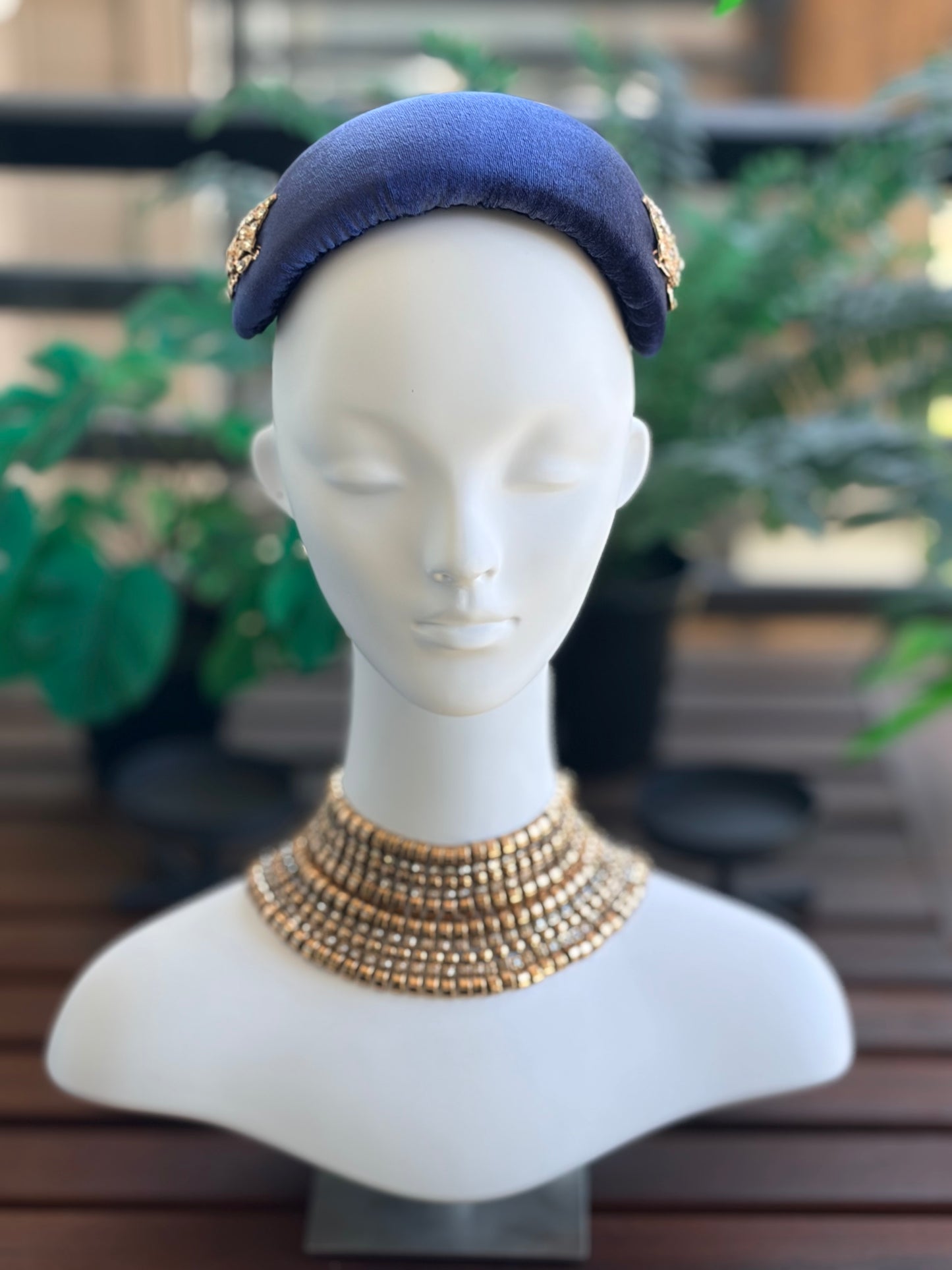 Navy Velvet Bolero with Diamanté Brooch