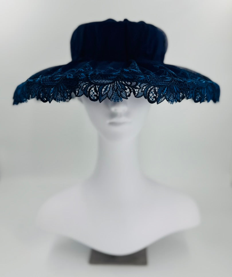 Navy Wide Brim with Guipure Lace Edge